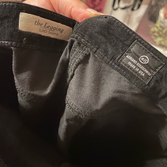 AG ADRIANO GOLDSCHMIED BLACK VELOUR SUPER SKINNY LEGGING PANT - Picture 4 of 6